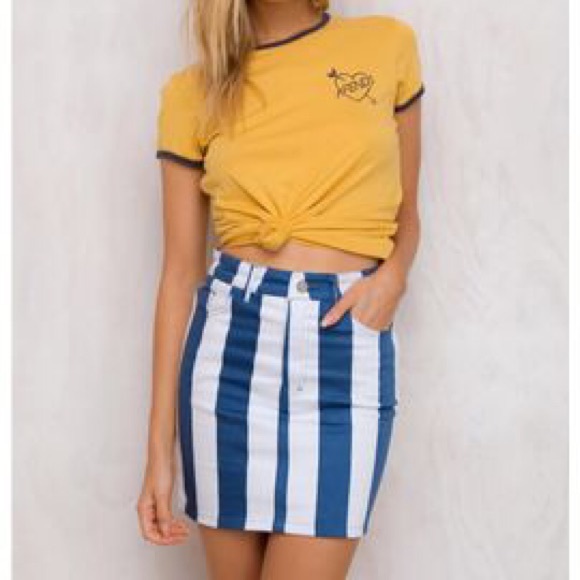 Motel Rocks Dresses & Skirts - blue and white striped motel skirt